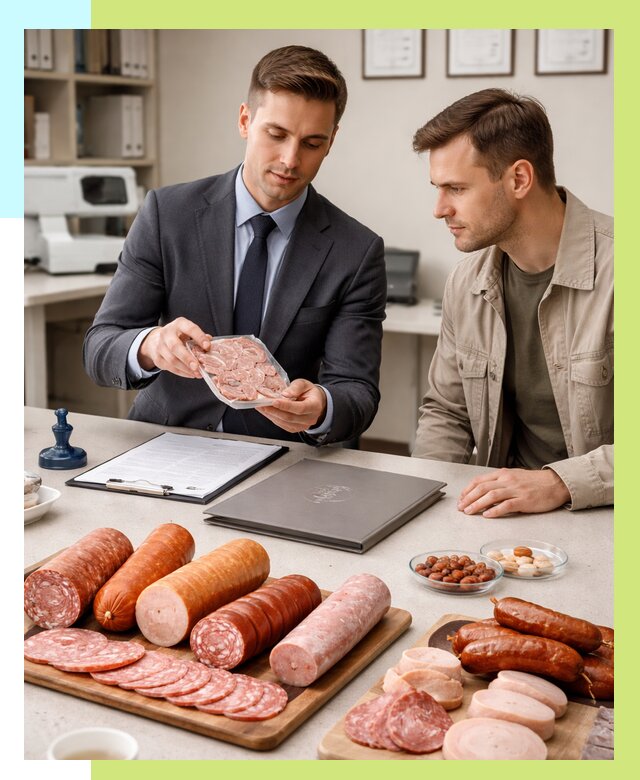 Сертификация колбасных изделий в Кушве от 7699 р. | Алешин-Кшв